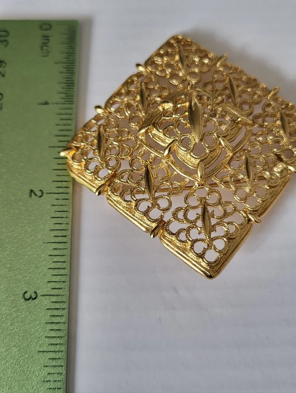 Rare Monet Chunky Goldtone  Filigree Brooch - Elegant Women's Accessory
